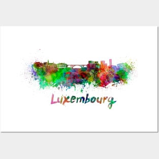 Luxembourg skyline in watercolor Posters and Art